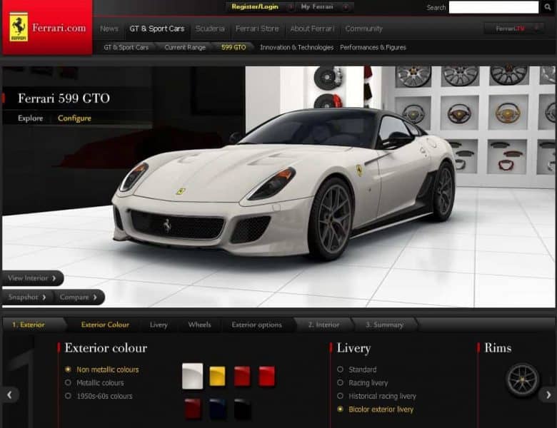 Ferrari 599 GTO : configurateur
