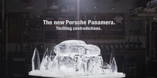 Une Porsche Panamera de glace