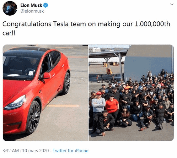 Tesla vient de produire sa millionième voiture